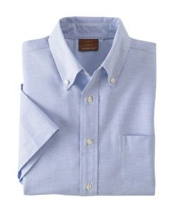 Men's Short-Sleeve Oxford Shirt with Stain-Release